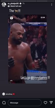 Michael Phelps reacts to Jones' win against Miocic (Image via: Phelps Instagram)